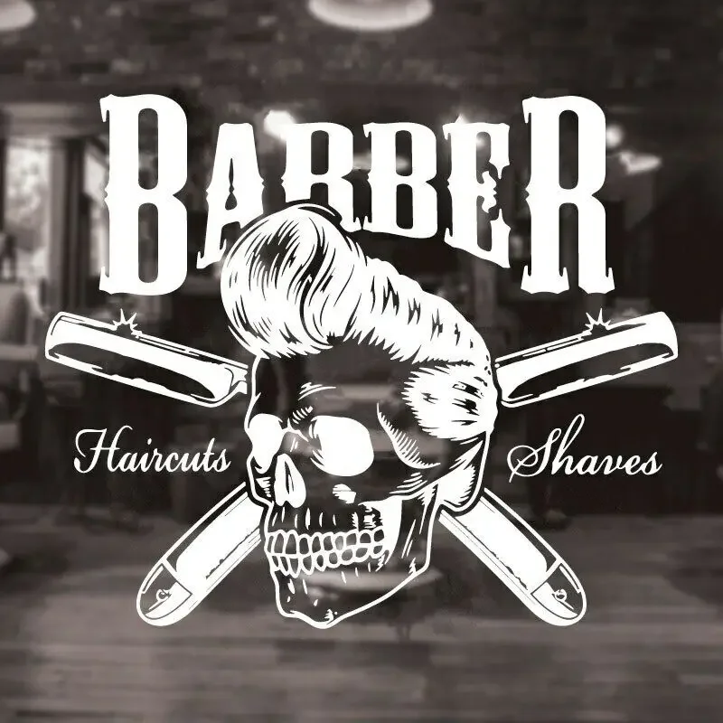 Text Style Hairdresser Barbershop Wall Sticker Razor Shaving Barbershop Window Door Decorative Vinyl Decal wall stickers window stickers