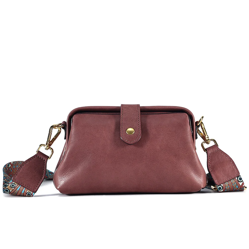 

Genuine Leather Crossbody Shoulder Bag Purse with Colorful Strap Luxury Fashion Ladies Cowhide Small Messenger Bags New