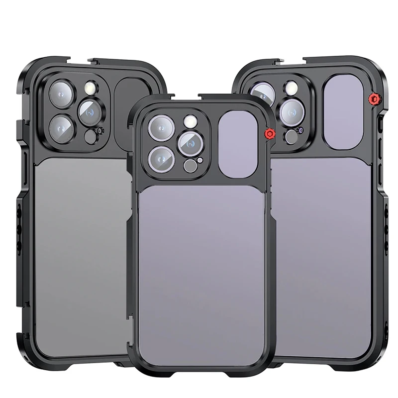 Metal Mobile Phone Cage iPhone 15 Pro 14 13 Pro MAX External 17mm Lens Adapter Vlog Stabilizer Mic Lights Microphone Handle camera cage phone cage phone shooting rig camera handle grip camera handle