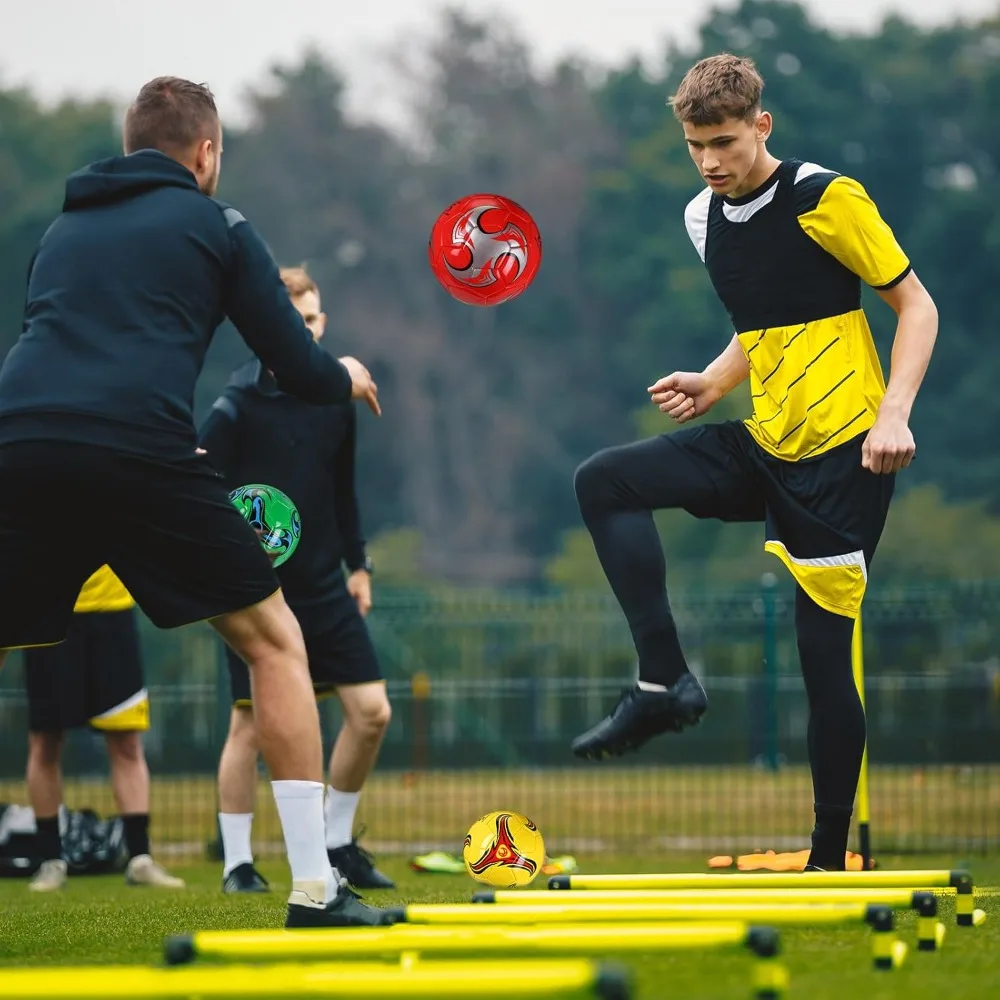 Bulk Pack of 12 Deflated Soccer Balls for Teens and Adults with Pump, Size 5, Suitable for Indoor and Outdoor Training, Ideal fo view 6