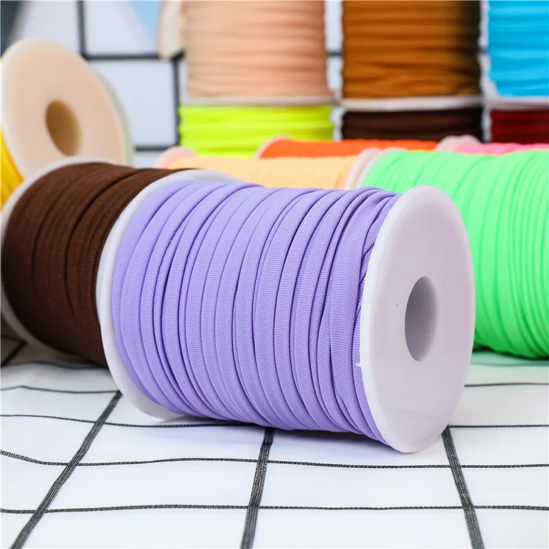 30colors 20m/roll 5mm plain colour Soft Lycra cord Stitched Elastic band rope milk fiber fabric Lycra stripe