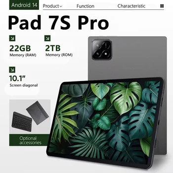 2025 Pad 7S Pro Tablet Android 14 Tablet PC Snapdragon888 Tablette da 10 pollici 22GB + 2T 10000mAh Versione globale 5G Dual SIM Card WiFi 1