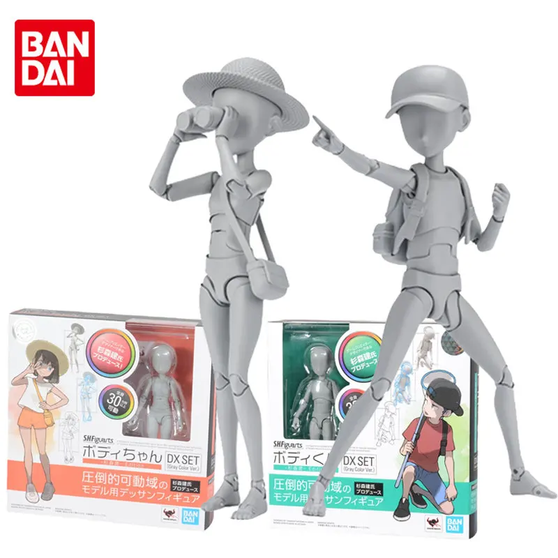 

Bandai SHFiguarts Boy Girl Primitive Body Sugimori Ken Edition DX SET Gray Color Ver. Joints Moveable Anime Action Figure Toys