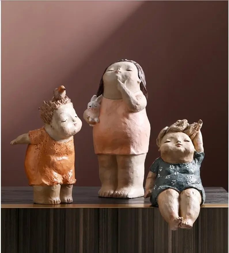 

European Fat Girl Resin Accessories home livingroom Table Sculpture Decoration Children's Room Desktop Statue Figurines Crafts