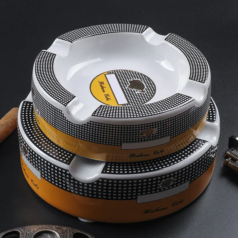 Ashtray High-definition Bone China Ceramic Round Cigar Ashtray for home 4 holders Smoking Ash Tray Cigars Accessories