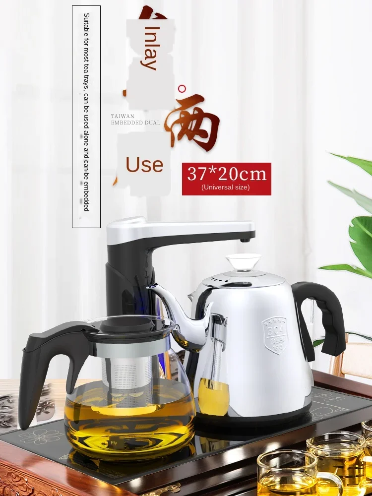304 stainless steel automatic water supply electric kettle intelligent temperature regulating tea table integrated tea set panel 6