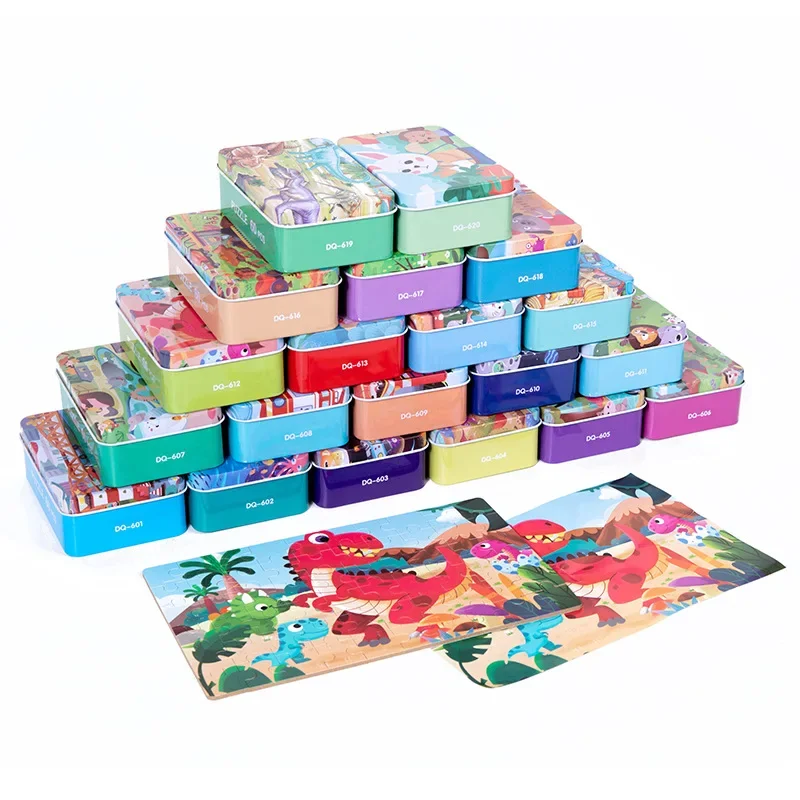 

Hot New 60 Pieces Wooden Puzzle Toys for Children Cartoon Vehicle Animal Wood Jigsaw Baby Learning Educational Toy Kids Gift