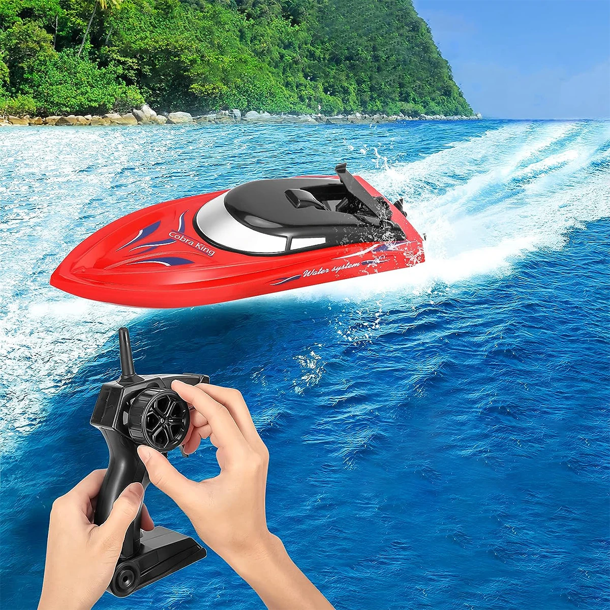 수영장 및 호수용 고속 리모컨 보트, 2.4Ghz RC 보트, 15 km/h 고속 미니 보트, 충전식 배터리 장난감