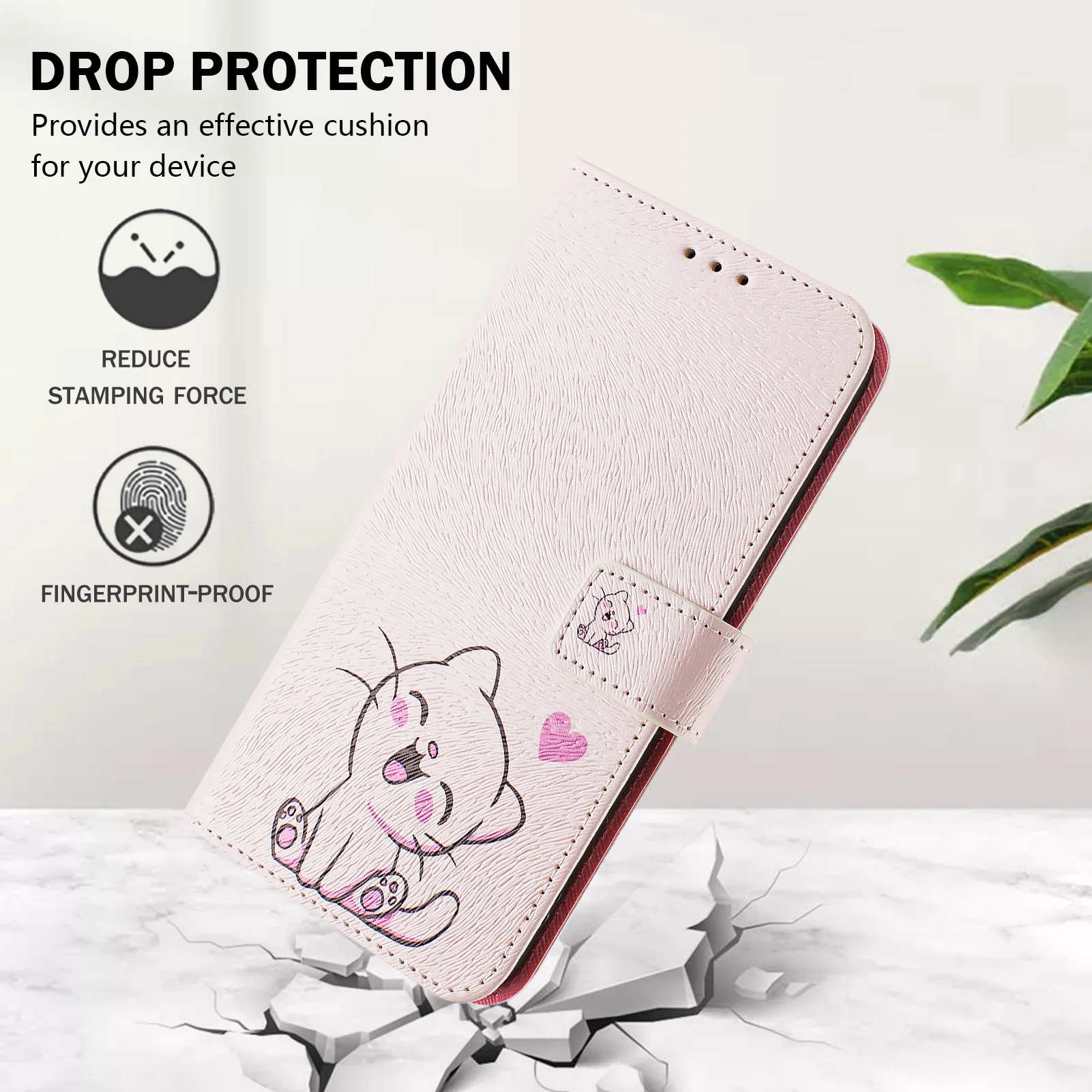 Leather Magnetic Flip Wallet Phone Case with Card Slots and Holder