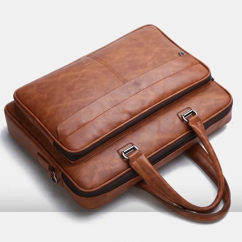 PU Leather Shoulder Bag Large Capacity Portable Casual and Waterproof Crossbody Document Bag Men Briefcase Laptop leather briefcase