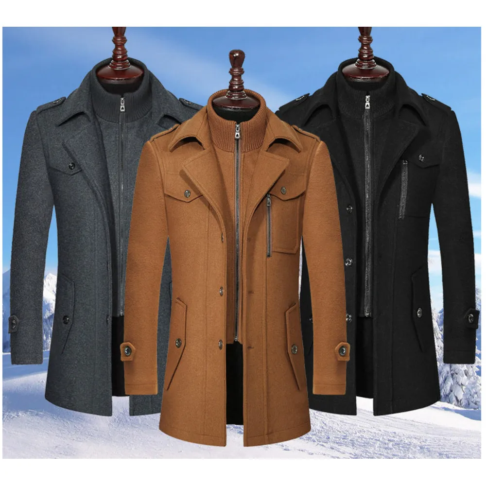 Men's Wool Overcoat With Detachable Layer For Winter Autumn_voghion.com