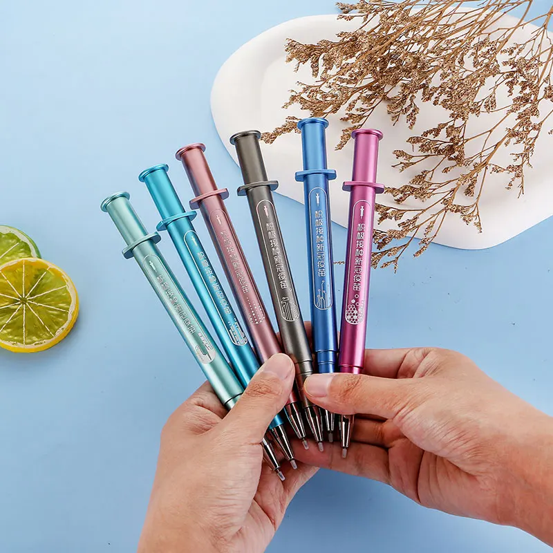 

60Pcs Simulated Syringe Gel Pen Pretty Stationery Original Novel Pens for Writing Gel Ink Pencils Cute Pens Free Shipping Set