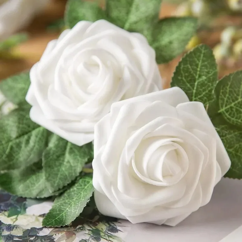 Artificial PE Foam Rose Flower Heads 5-60pcs for Home Wedding Party Table Decoration DIY Scrapbook Supplies