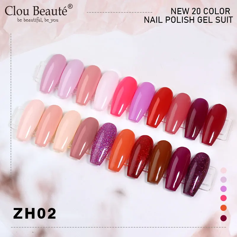 

Clou Beaute Gel Nail Polish Set 20pcs Colors Vernis Semi Permanent Lacquer UV Lakiery Hybrydowe Glitter Gel Polish Manicure kit