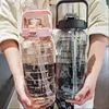 2L Sports Water Bottle with Straw Portable Large Capacity Water bottles Fitness Bike Cup Summer Cold Water Jug with Time Marker 3