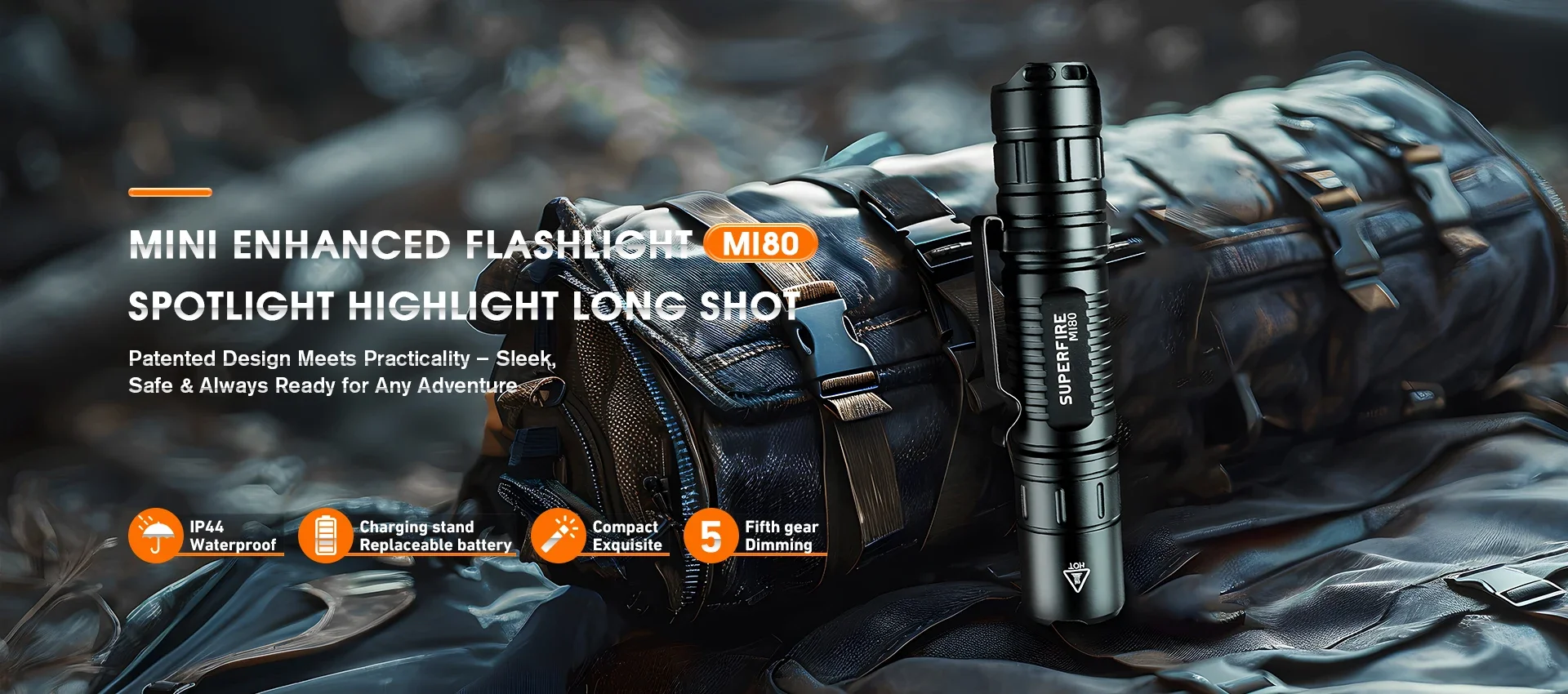 SUPERFIRE A22-S LED Leichte Taschenlampe 36 W Superhelle 2300 lm USB-C Zoombare Taschenlampe Wiederaufladbare 5200 mAh Aluminiumlegierung Cam – Detail 3