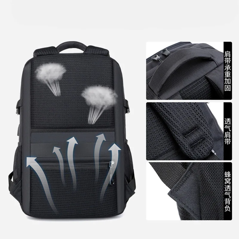 Fashion Men's Backpack Oxford Cloth Black Waterproof Computer Bag Men's and Women's Travel Leisure Backpack