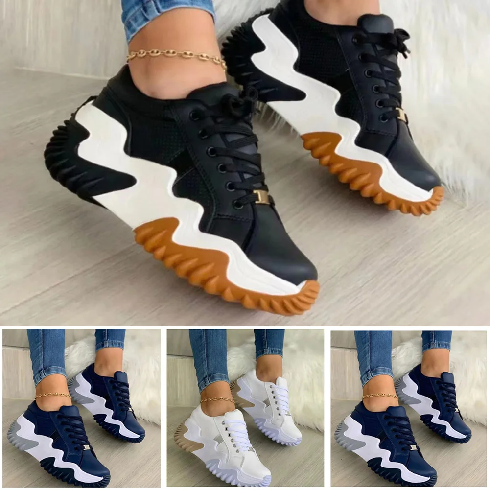 

Thick Soled Serrated Daddy Shoes Spring Sneakers Women Thick Bottom Daddy Shoe Thick Bottom Round Toe Breathing Female