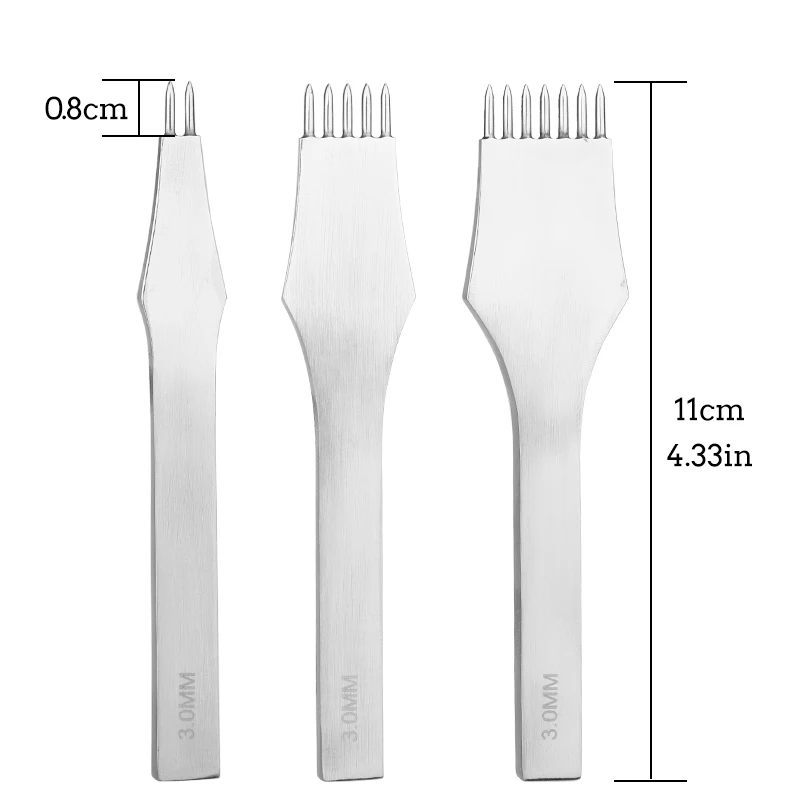 LMDZ 가죽 공예 둥근 구멍 찌르는 철 바느질 도구 가죽 치즐 스티칭 펀치 3/4/5mm 간격 Dropship