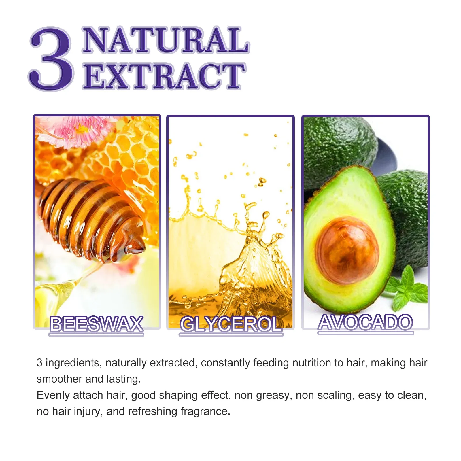 Description Picture 6 of itemSdotter Gel Cheveux Hair Wax Stick Prevent Frizz Arrange Loose Smooth Styling Wax Bar Edge Control Gel Long-lasting Non Greasy W