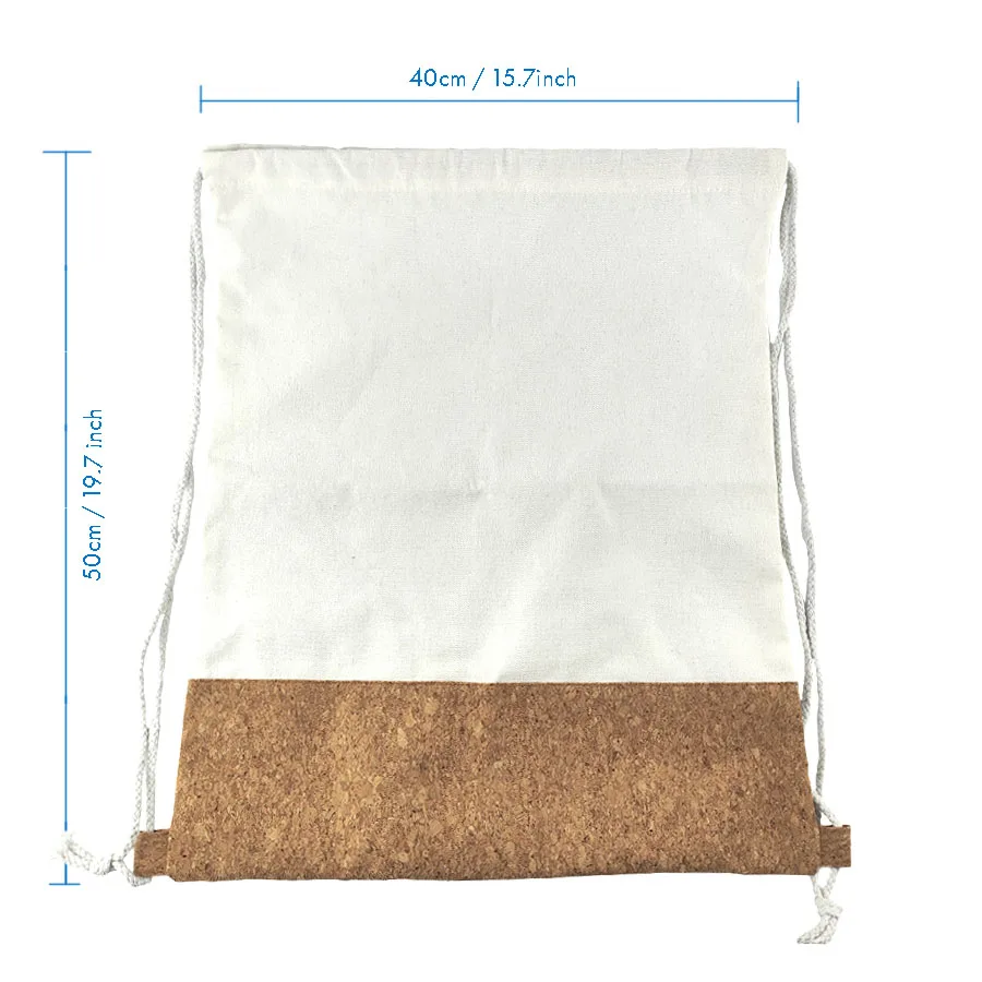 eco friendly cotton fabric cork drawstring bag, blank 40 50cm sport backpack for promotion,shopping bag,canvas bag for gifts 2