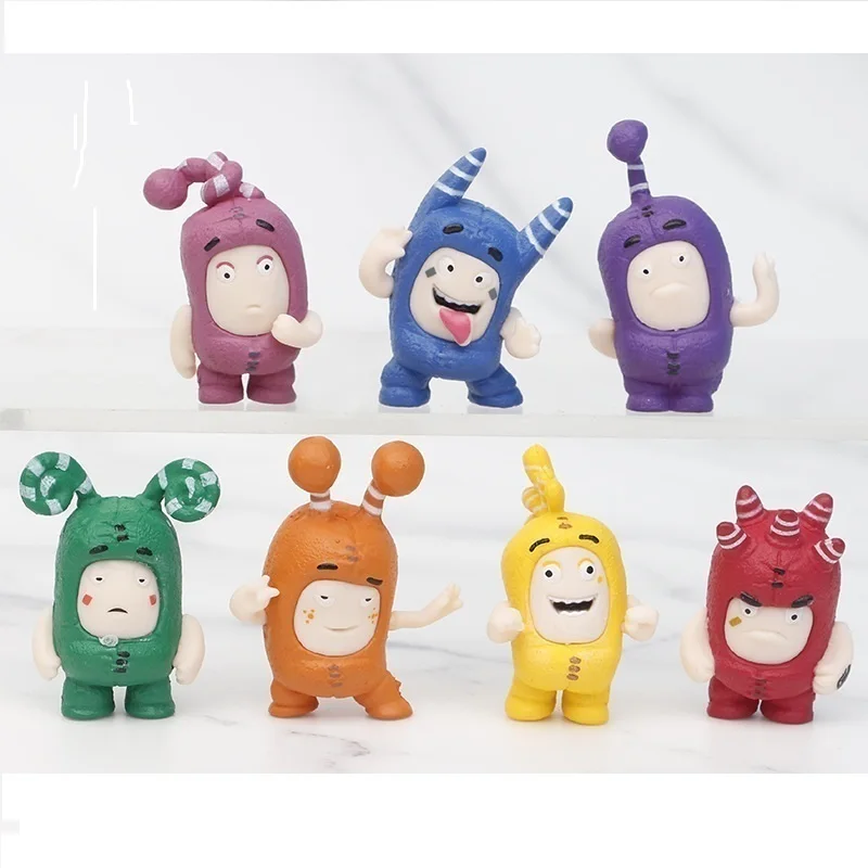

In stock 7pcs/set 4cm Anime Cartoon Oddbods Cute Toys Dolls PVC Figures Collectible Model Gifts Children