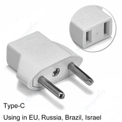 Universal Travel Adapter for European Outlets - Power Converter for US to EU Plugs (White)