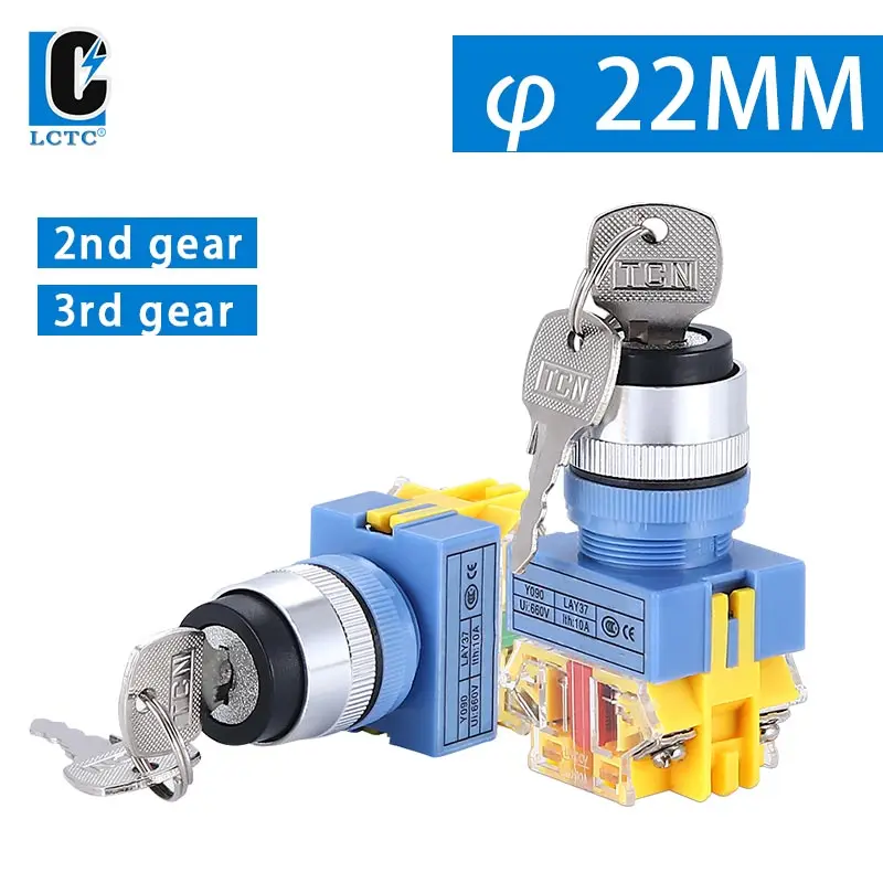 

Button Switch LAY37-11Y2 20Y3 With Key Two / Three Button Normally Open Normally Closed 22mm