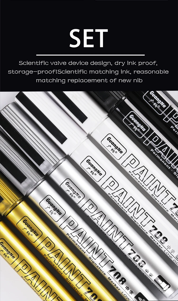 Acryl-Farbstifte, Metallic-Malstifte-Set, 2–3 mm, mit Tinte und Ersatzspitze für Stein, Holz, Glas, Stoff, Keramik, Graffiti ﻿ – Detail 6