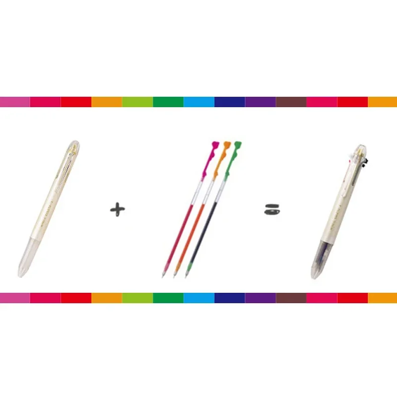 1pcs Pilot 3 Color Multi-Function Module Pen Coleto Pen Box Card Head Neutral Solid Color Case Without Refill Holder