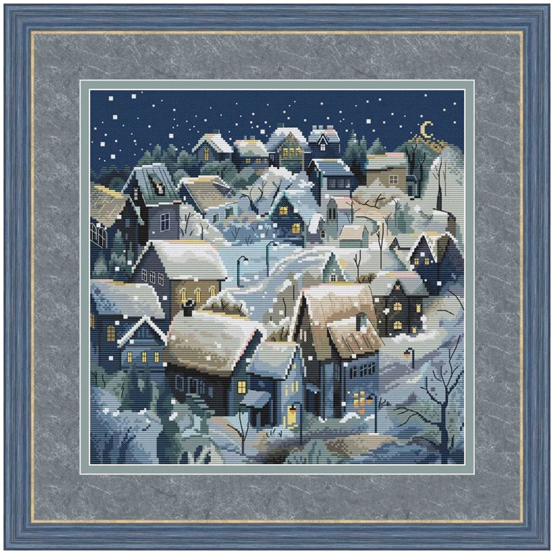 Counted Cross Stitch Kits Embroidered Home Decoration Winter nights House