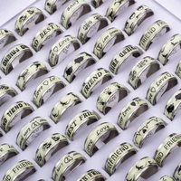 100 Pcs/lot Luminous Stainless Steel Rings Glow in the dark Men Women Party Jewelry Wholesale Lot 1