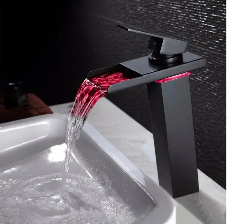 Description Picture 2 of itemHigh Quality Antique Oil Rubbed  Led Waterfall Faucet Bathroom Basin Sink Mixer with two pcs plumbing hoses water tap