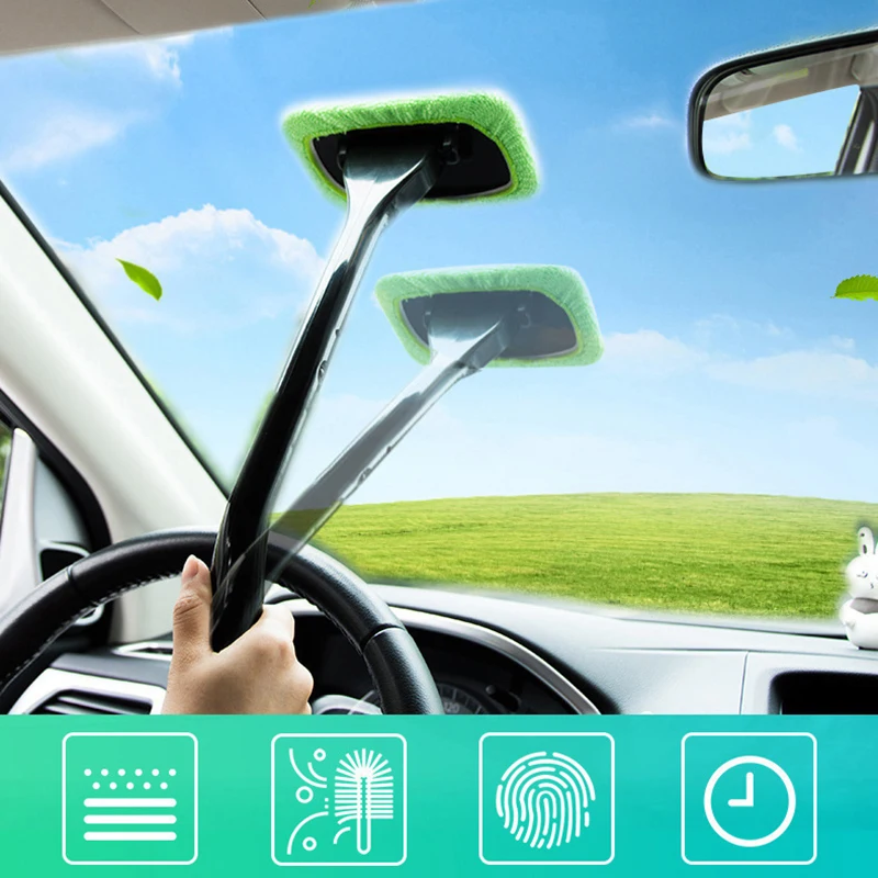 

Car Window Cleaner Brush Kit Windshield Cleaning Wash Tool Inside Interior Auto Glass Wiper With Long Handle Car Accessories