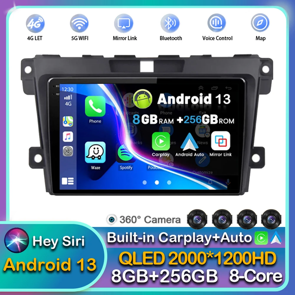 

Android 13 Carplay Auto Car Radio For 2007 2008 2009 2010 2011 2012 2013 2014 MAZDA CX-7 CX 7 Multimedia Player Video Stereo DSP