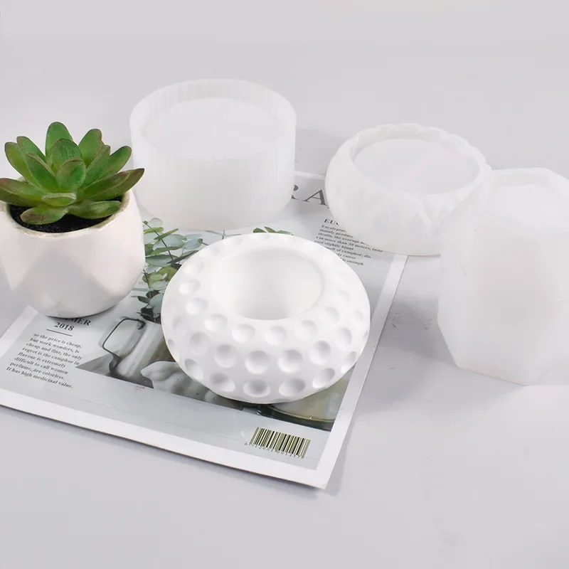 DIY Succulent Flowerpot Silicone Mold Concrete Aromatherapy Plaster Vase Mold Candle Jar Epoxy Resin Storage Box Mould Decor