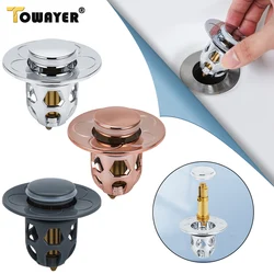 Bathroom Sink Drains Stainless Steel Pop-Up Bounce Core Basin Drain Filter Hair Catcher Shower Sink Strainer Bath Stopper Tools