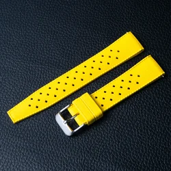 Classic Tropical Style FKM Watch Strap - Premium Replacement Watchband Bracelet Belt - 22mm (YELLOW)