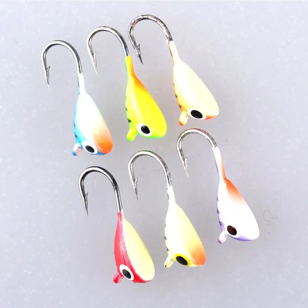 6PCS/SET High Quality Whale Shaped 2cm 1.6g Artificial AD-Sharp Lead Hard Hook  Winter Bait Ice Fishing Lure