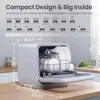 Portable Dishwasher Countertop with 5L Built-in Water Tank, No Hookup Needed, 6 Programs, 360° Dual Spray, 192℉ 3
