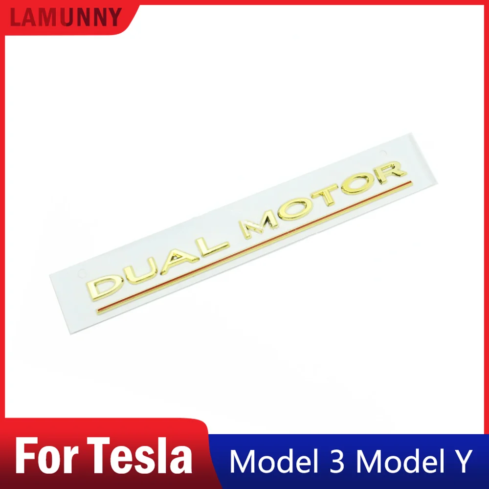 

Dual Motor Decals 3D Car Rear Trunk Emblem Sticker Badge Decals Decorative Accessories Fit 2017-2023 Tesla Model Y Model 3