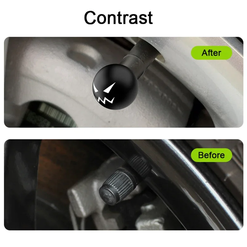 Set of 4 Smile Face Valve Caps - Rustproof Air Covers