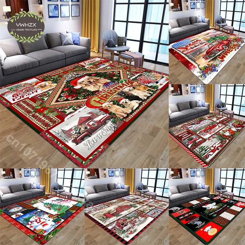 

Christmas Printed Rug Festivel Carpet Home Decoration Large Area Flannel Living Room Children's Play Floor Mats Non-slip Carpets