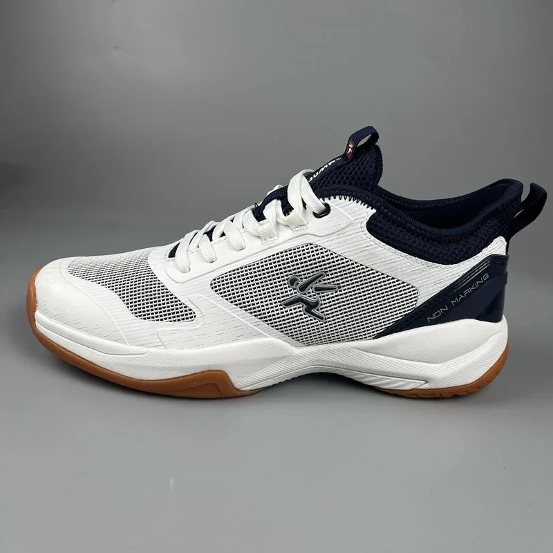 남녀공용 전문 테니스화, 흰색 가죽 스포츠 신발, 편안한 스니커즈, 배드민턴 신발