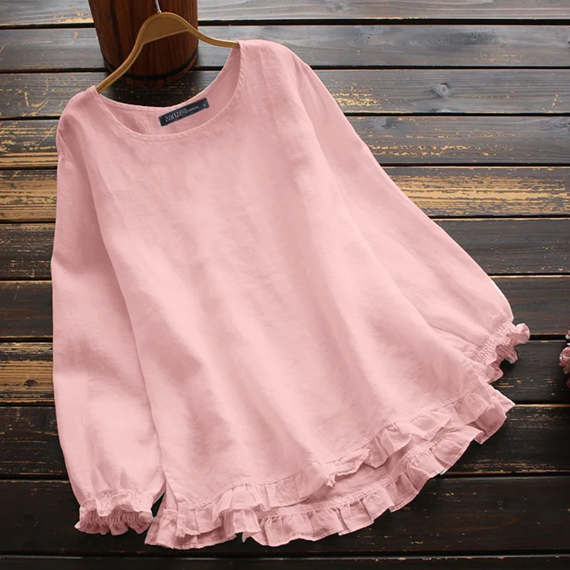 Women Round Neck Sweatshirts Solid Loose Casual Sweatshirt Ruffled Long Sleeve Tops Ladies Elegant Top Pullover Splice