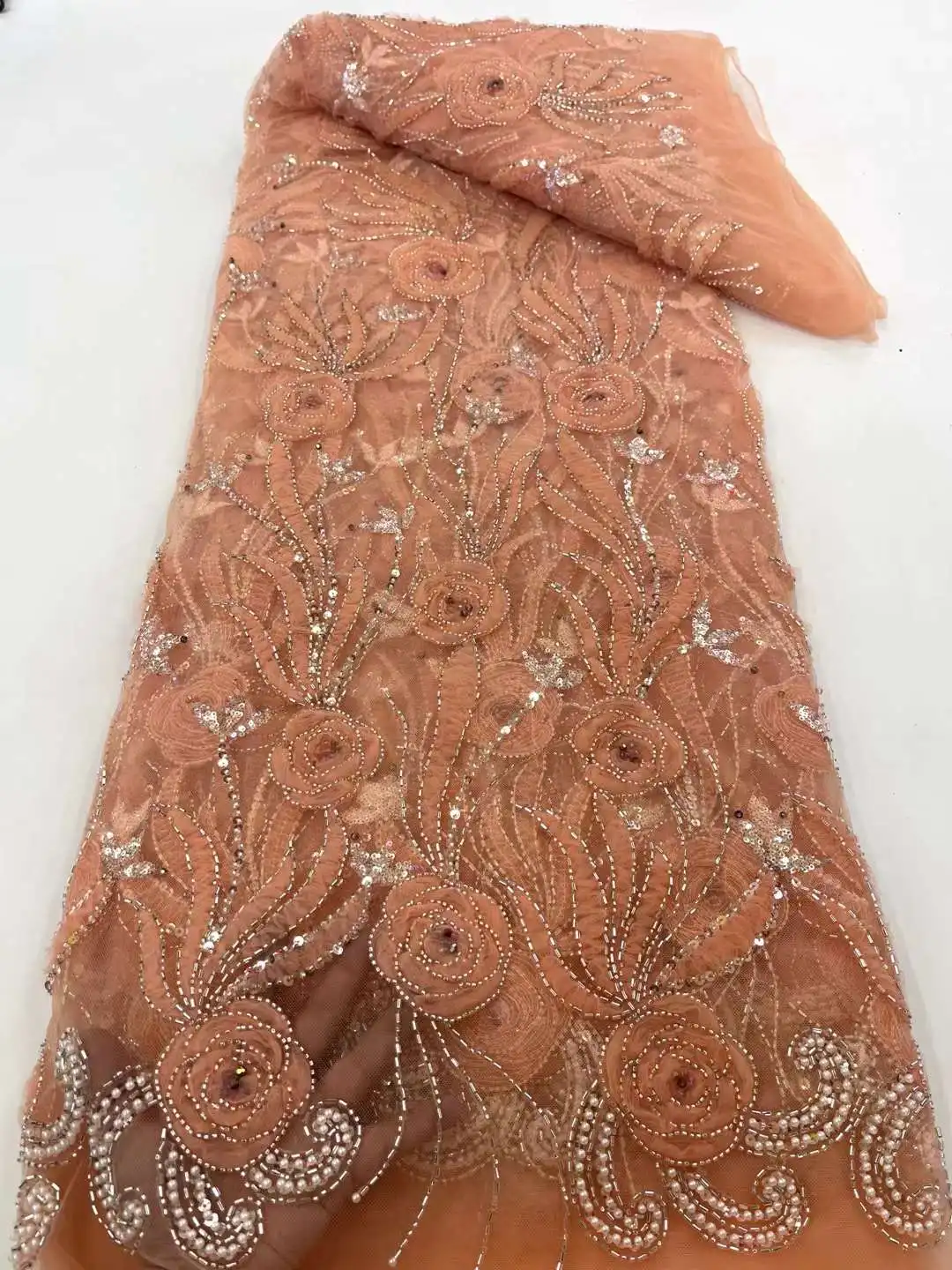 

African Lace Fabric Sequins Embroidery Groom Nigerian Bridal 2024 High Quality Lace French Lace Fabrics For Wedding Christmas