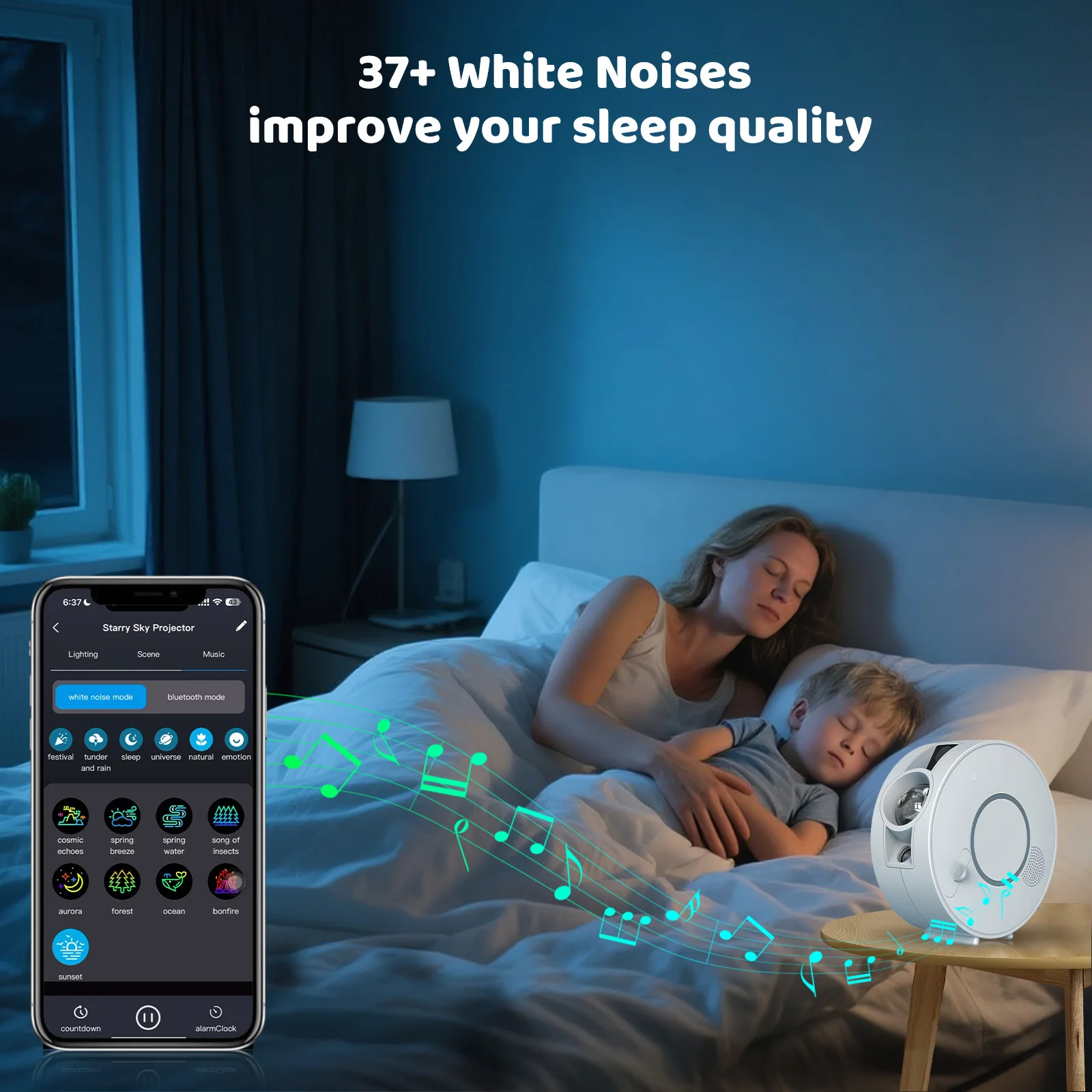 New Tuya WiFi HD Smart Galaxy Star Projector - Voice Control Via Alexa, White No