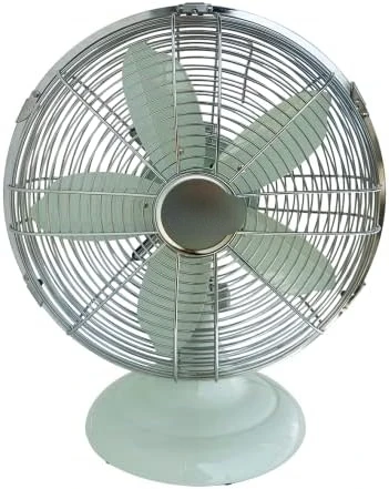 All Metal Retro Table Fan - Powerful 3 Speeds and Smooth Oscillation, 12