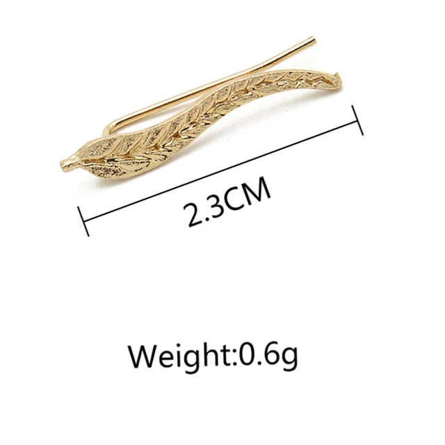 Boucles d'oreilles en forme de feuille pour femmes, 1 paire, dorées, faites à la main, délicates, Chic, manchette sur chenilles, bijoux pour un usage quotidien, Occasions formelles