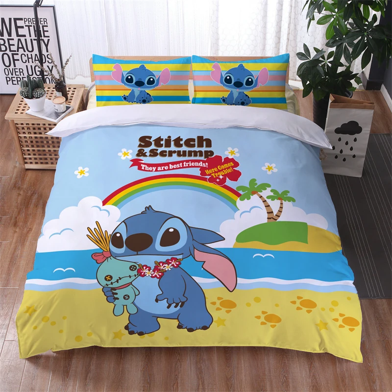 Lilo & Stitch Disney Cartoon Bedding Set Print Duvet Cover Sets Pillowcases Home Textile Children Boys Girls Bed Set Bedclothes